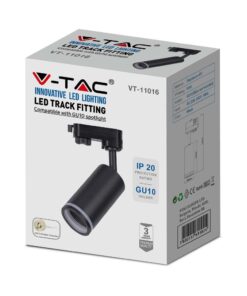 LED Τριφασικό Φωτιστικό Ράγας GU10 V-TAC Μαύρο Περιστρεφόμενο – 6784