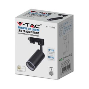 LED Τριφασικό Φωτιστικό Ράγας GU10 V-TAC Μαύρο Περιστρεφόμενο – 6784
