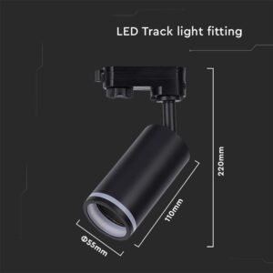 LED Τριφασικό Φωτιστικό Ράγας GU10 V-TAC Μαύρο Περιστρεφόμενο – 6784
