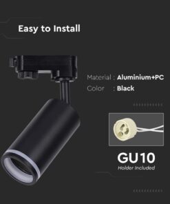 LED Τριφασικό Φωτιστικό Ράγας GU10 V-TAC Μαύρο Περιστρεφόμενο – 6784