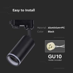 LED Τριφασικό Φωτιστικό Ράγας GU10 V-TAC Μαύρο Περιστρεφόμενο – 6784