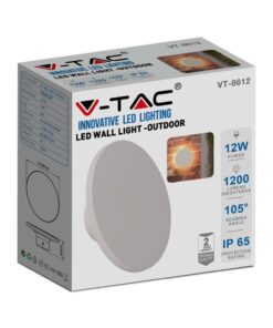 LED Απλίκα Τοίχου Αρχιτεκτονικού Φωτισμού 12W Στρογγυλή Λευκή V-TAC IP65 Θερμό Λευκό 3000K – 6785