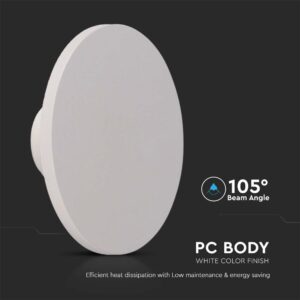 LED Απλίκα Τοίχου Αρχιτεκτονικού Φωτισμού 12W Στρογγυλή Λευκή V-TAC IP65 Θερμό Λευκό 3000K – 6785