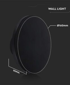 LED Απλίκα Τοίχου Αρχιτεκτονικού Φωτισμού 12W Στρογγυλή Μαύρο V-TAC IP65 Θερμό Λευκό 3000K – 6787