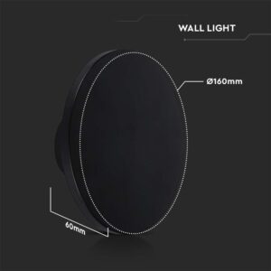 LED Απλίκα Τοίχου Αρχιτεκτονικού Φωτισμού 12W Στρογγυλή Μαύρο V-TAC IP65 Θερμό Λευκό 3000K – 6787