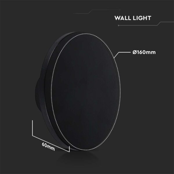 LED Απλίκα Τοίχου Αρχιτεκτονικού Φωτισμού 12W Στρογγυλή Μαύρο V-TAC IP65 Θερμό Λευκό 3000K – 6787