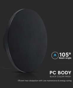 LED Απλίκα Τοίχου Αρχιτεκτονικού Φωτισμού 12W Στρογγυλή Μαύρο V-TAC IP65 Θερμό Λευκό 3000K – 6787