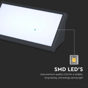 LED αδιάβροχη απλίκα 20W γωνία IP65 6400K ψυχρό λευκό με μαύρο σώμα V-TAC – 6812