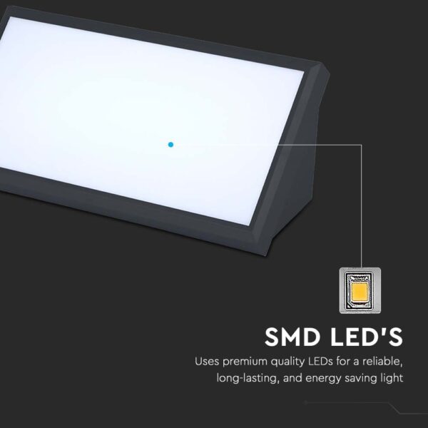 LED αδιάβροχη απλίκα 20W γωνία IP65 6400K ψυχρό λευκό με μαύρο σώμα V-TAC – 6812
