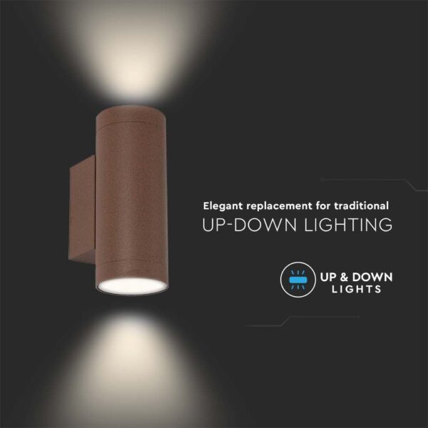 Επιτοίχιο Φωτιστικό Up-Down 2xGU10 Καφέ ΙP65 Αλουμίνιο V-TAC – 6819
