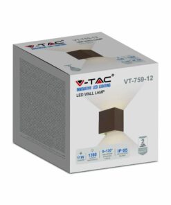 LED Φωτιστικό Τοίχου 11W Up-Down V-TAC Καφέ Αδιάβροχο IP65 Θερμό 3000K – 6820