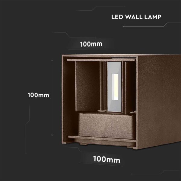 LED Φωτιστικό Τοίχου 11W Up-Down V-TAC Καφέ Αδιάβροχο IP65 Θερμό 3000K – 6820