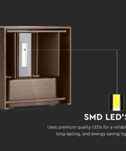 LED Φωτιστικό Τοίχου 11W Up-Down V-TAC Καφέ Αδιάβροχο IP65 Θερμό 3000K – 6820
