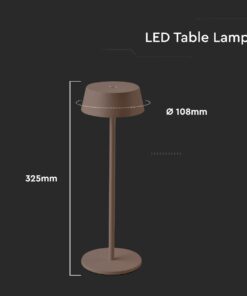 LED Επαναφορτιζόμενο Πορτατιφ 2W 3000Κ με Καφέ Σώμα Dimmable IP54 V-TAC – 6821