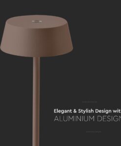 LED Επαναφορτιζόμενο Πορτατιφ 2W 3000Κ με Καφέ Σώμα Dimmable IP54 V-TAC – 6821