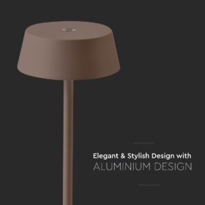 LED Επαναφορτιζόμενο Πορτατιφ 2W 3000Κ με Καφέ Σώμα  Dimmable  IP54 V-TAC – 6821