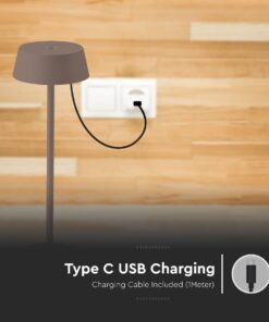 LED Επαναφορτιζόμενο Πορτατιφ 2W 3000Κ με Καφέ Σώμα Dimmable IP54 V-TAC – 6821