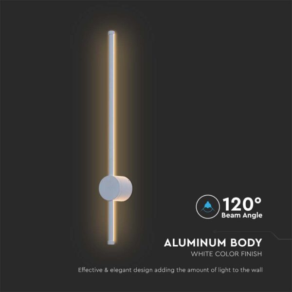 Επιτοίχιο Φωτιστικό Τοίχου 12W LED V-TAC Λευκό Γραμμικό IP65 Θερμό Λευκό 3000K – 6832