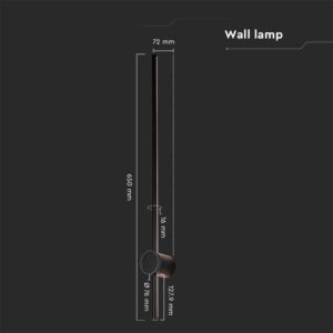 Επιτοίχιο Φωτιστικό Τοίχου 12W LED V-TAC Μαύρο Γραμμικό IP65 Θερμό Λευκό 3000K – 6834