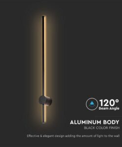 Επιτοίχιο Φωτιστικό Τοίχου 12W LED V-TAC Μαύρο Γραμμικό IP65 Θερμό Λευκό 3000K – 6834