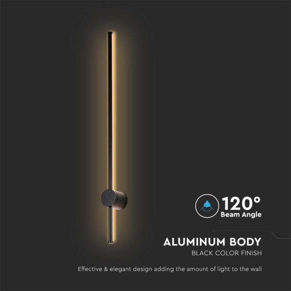 Επιτοίχιο Φωτιστικό Τοίχου 12W LED V-TAC Μαύρο Γραμμικό IP65 Θερμό Λευκό 3000K – 6834