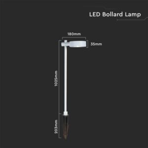 LED αδιάβροχο φωτιστικό καρφί 7W IP65 3000K θερμό λευκό με λευκό σώμα V-TAC – 6836