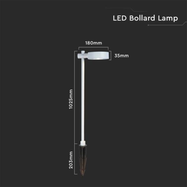 LED αδιάβροχο φωτιστικό καρφί 7W IP65 3000K θερμό λευκό με λευκό σώμα V-TAC – 6836