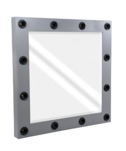 GloboStar® MAKEUP MIRROR-80×80-6 Μοντέρνος Καθρέπτης Μακιγιάζ με Πλαίσιο Φυσικού Ξύλου με Διακόπτη On/Off 12 x E27 AC220-240V – Μ80 x Π7 x Υ80cm – Γκρι Ανθρακί