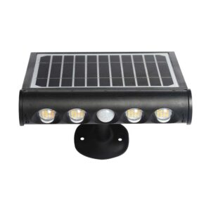 LED Ηλιακό Φωτιστικό 8W V-TAC με Αισθητήρα Αδιάβροχο IP65 Μαύρο Πλαστικό Θερμό 3000K – 6844