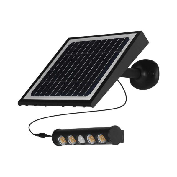 LED Ηλιακό Φωτιστικό 8W V-TAC με Αισθητήρα Αδιάβροχο IP65 Μαύρο Πλαστικό Θερμό 3000K – 6844