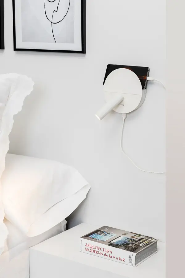 Faro Barcelona DUAS Φωτιστικό Τοίχου με USB, COB και Αναγνώστη LED σε Λευκό Χρώμα 3W 2700K  – 68467