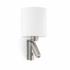 Faro Barcelona Φωτιστικό Τοίχου Rob Νίκελ Ματ Λευκό με LED Σποτ και 1xE27 – 68498