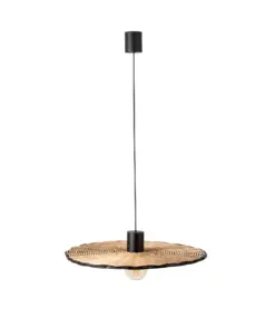 Faro Barcelona COSTAS 600 Κρεμαστό Φωτιστικό E27 σε Μαύρο/Ραττάν 15W – 68590-69