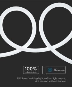 LED Neon Flex 12W V-TAC 24V 360° Ψυχρό Λευκό 6500K 10 Μέτρα – 6870