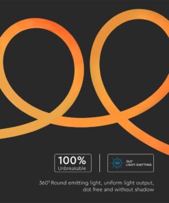 LED Neon Flex 12W V-TAC 24V 360° Amber 10 Μέτρα – 6873
