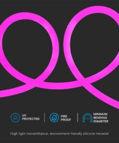 LED Neon Flex 12W V-TAC 24V 360° Ροζ 10 Μέτρα – 6874