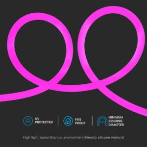 LED Neon Flex 12W V-TAC 24V 360° Ροζ 10 Μέτρα – 6874
