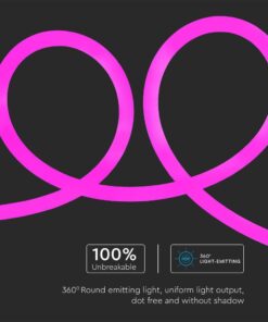 LED Neon Flex 12W V-TAC 24V 360° Ροζ 10 Μέτρα – 6874