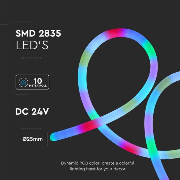 Wi-Fi Σετ LED Neon Flex 24W V-TAC 24V 360° MAGIC RGB Πολύχρωμη 5 Μέτρα – 6876