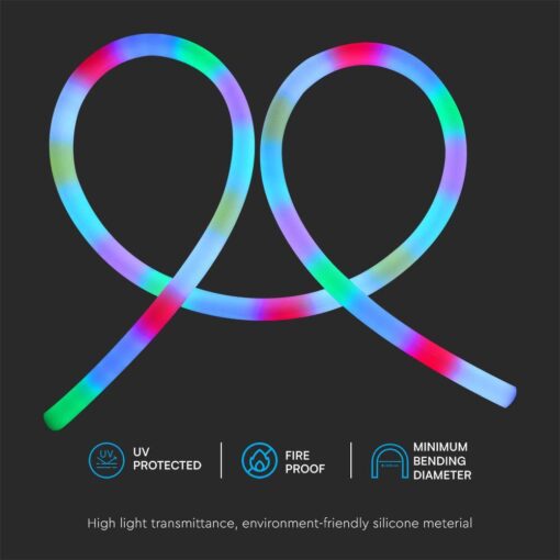Wi-Fi Σετ LED Neon Flex 24W V-TAC 24V 360° MAGIC RGB Πολύχρωμη 5 Μέτρα – 6876