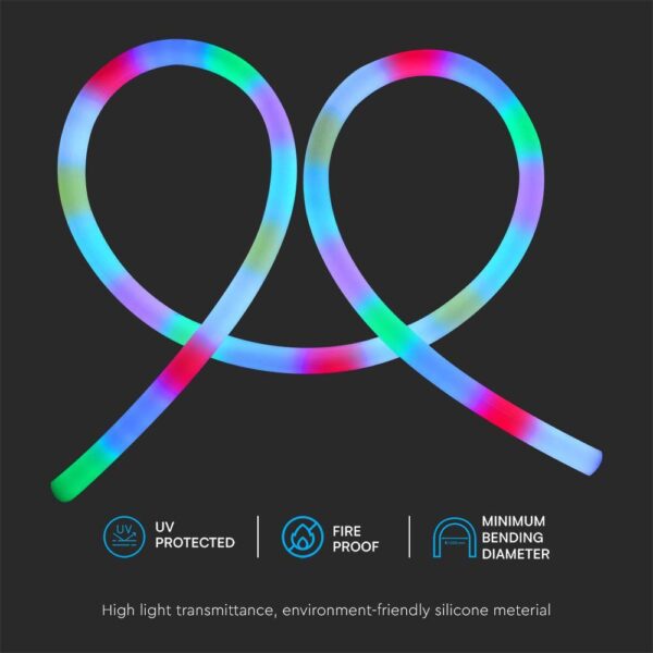 Wi-Fi Σετ LED Neon Flex 24W V-TAC 24V 360° MAGIC RGB Πολύχρωμη 5 Μέτρα – 6876