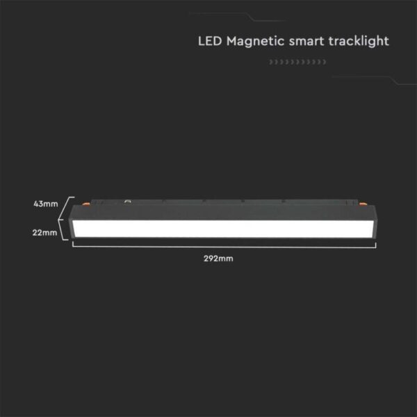 LED WiFi μαγνητικό φωτιστικό ράγας 12W SMD CCT μαύρο σώμα 48V V-TAC – 6882