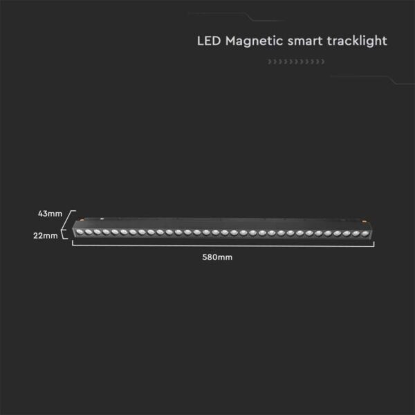 LED WiFi μαγνητικό φωτιστικό ράγας 20W SMD CCT μαύρο σώμα 48V V-TAC – 6885
