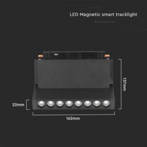 LED WiFi μαγνητικό φωτιστικό ράγας 10W SMD CCT μαύρο σώμα 48V κινητό V-TAC – 6886
