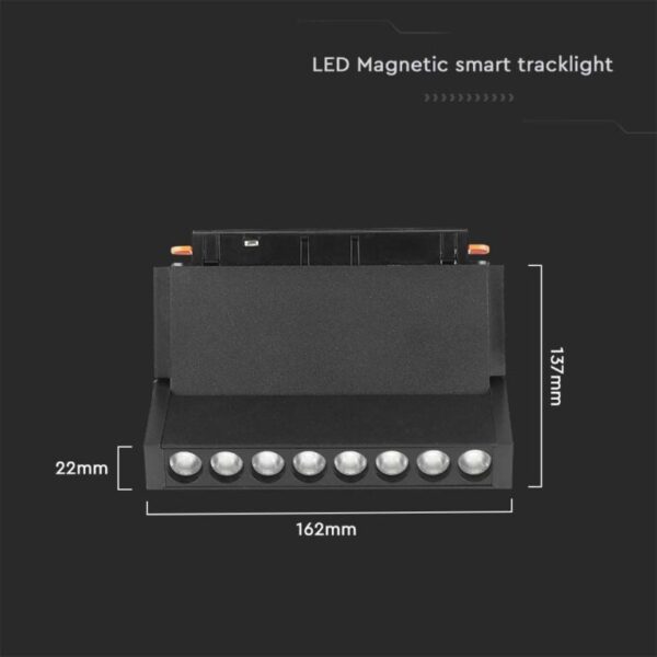 LED WiFi μαγνητικό φωτιστικό ράγας 10W SMD CCT μαύρο σώμα 48V κινητό V-TAC – 6886