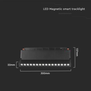 LED WiFi μαγνητικό φωτιστικό ράγας 18W SMD CCT μαύρο σώμα 48V κινητό V-TAC – 6887