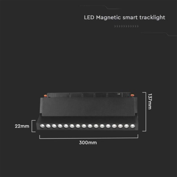 LED WiFi μαγνητικό φωτιστικό ράγας 18W SMD CCT μαύρο σώμα 48V κινητό V-TAC – 6887