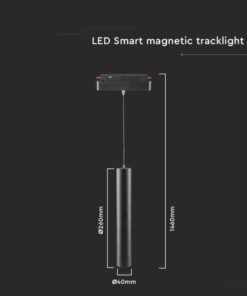 LED WiFi μαγνητικό φωτιστικό ράγας κρεμαστό 8W SMD CCT μαύρο σώμα 48V V-TAC – 6889