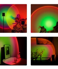 GloboStar® 00821 Μοντέρνο Minimal Επιδαπέδιο Φωτιστικό Μεταλλικό Μονόφωτο LED 12W DC 5V με Projector LENS Ειδικού Εφέ & Καλώδιο Τροφοδοσίας USB Rotation Head 180° RAINBOW GREEN