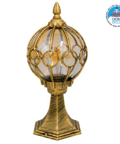 GloboStar® ETOILE 00986 Vintage Φωτιστικό Δαπέδου Μονόφωτο 1 x E27 Μπρονζέ Χρυσό Μεταλλικό Πλέγμα με Μελί Γυάλινη Μπάλα D18 x H38cm